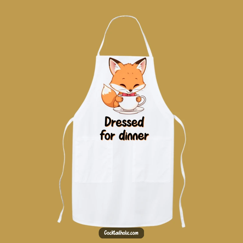 Funny Fox Bow Tie Apron: Sip and Serve with Dapper Style!