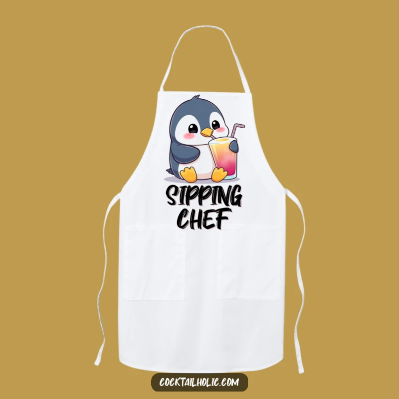 Funny Penguin Sipping Apron: Cook with Cute & Hilarious Charm