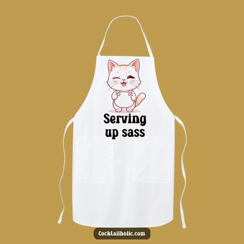 Funny Winking Cat Bartender Apron: Cook with Purrfect Style