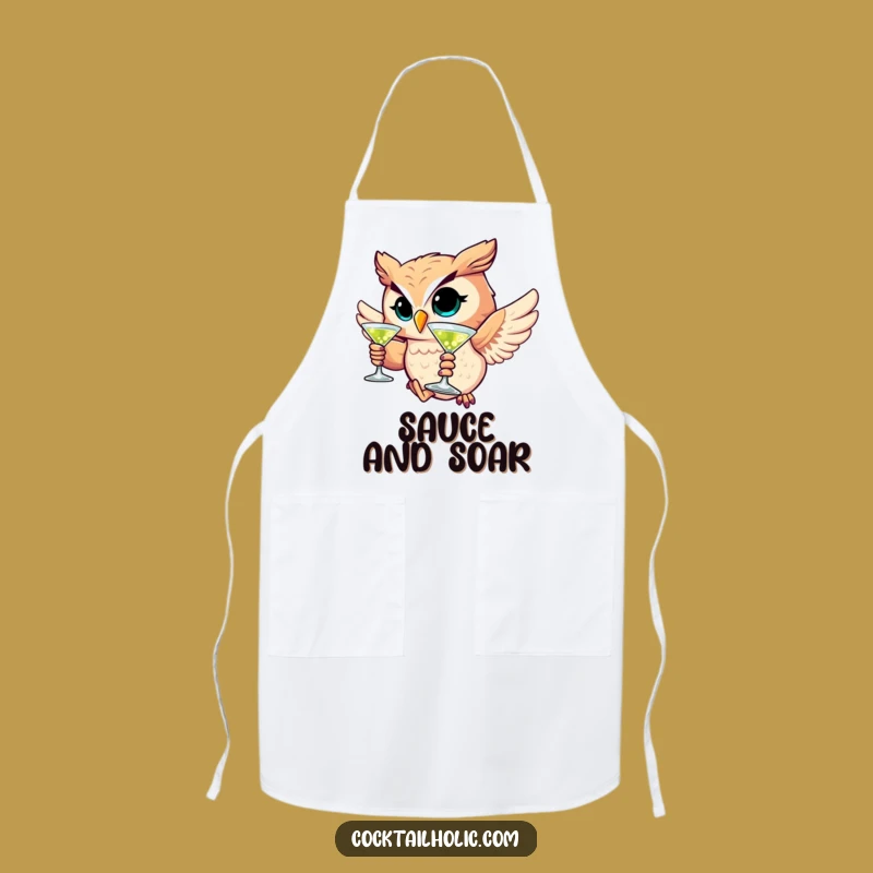 Funny Winking Owl Martini Apron: Cook with Sophistication and Wit!