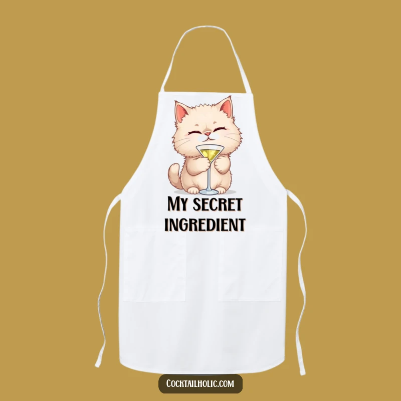 Funny Cat Martini Apron: Witty Chef Feline Kitchen Wear, Unique Cooking Gift