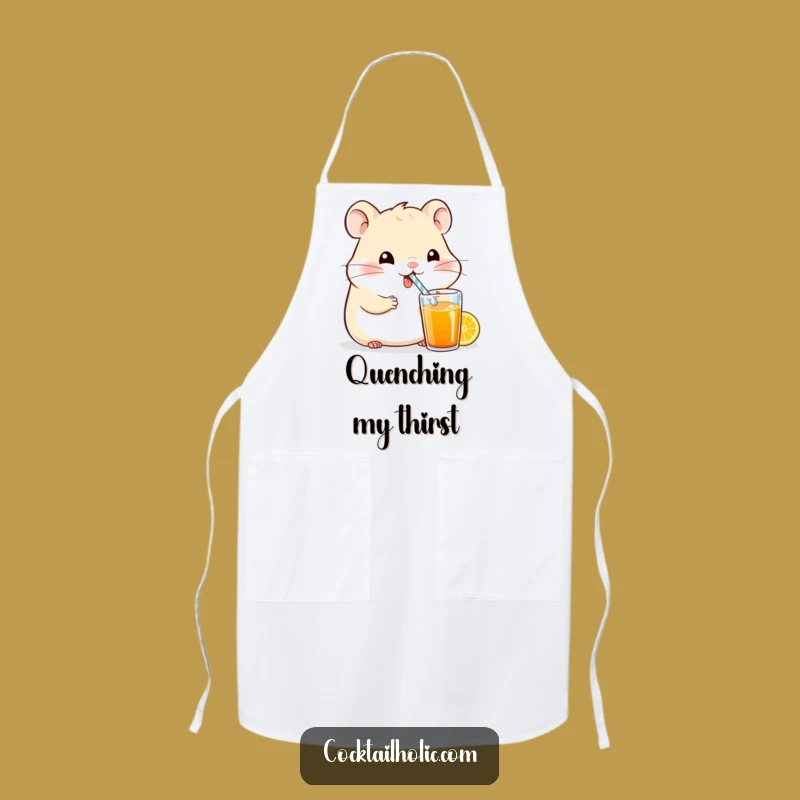 Funny Hamster Kitchen Apron: Cute Cartoon Drink Design, Practical Funny Gift for Cooks