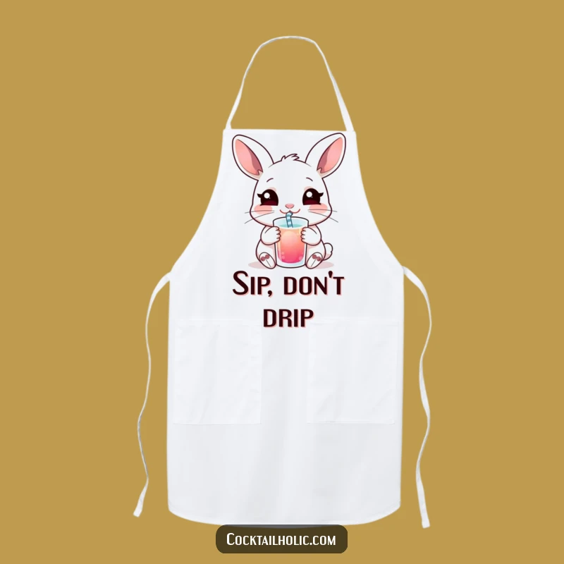 Funny Rabbit Apron: Content Kitchen Drinker, Whimsical Funny Gift for Cooks