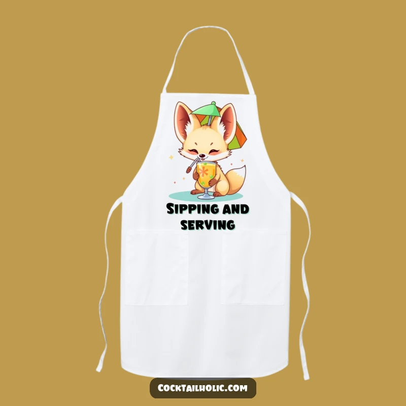 Funny Fennec Fox Drink Apron: Cook with Tropical Flair