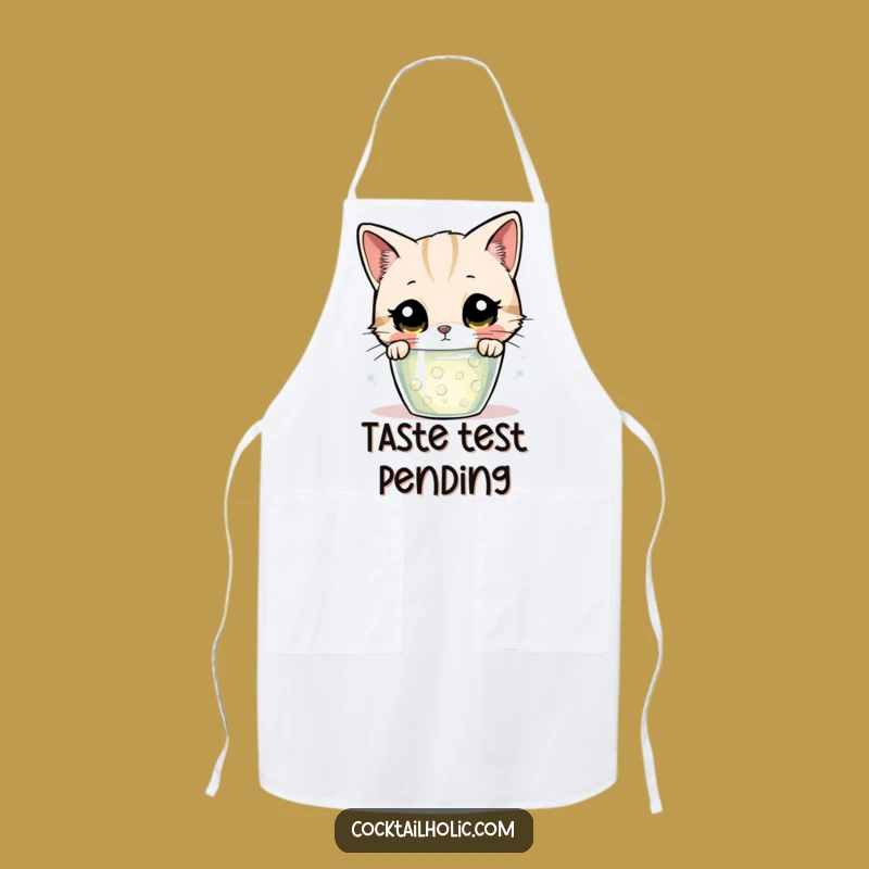 Funny Curious Cat Bubbling Drink Apron - Kitchen Intrigue & Fun