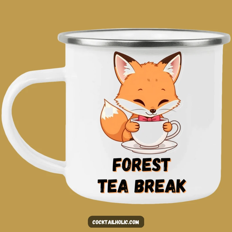 Funny Fox Bow Tie Camping Mug: Dapper Sips for Your Adventures!
