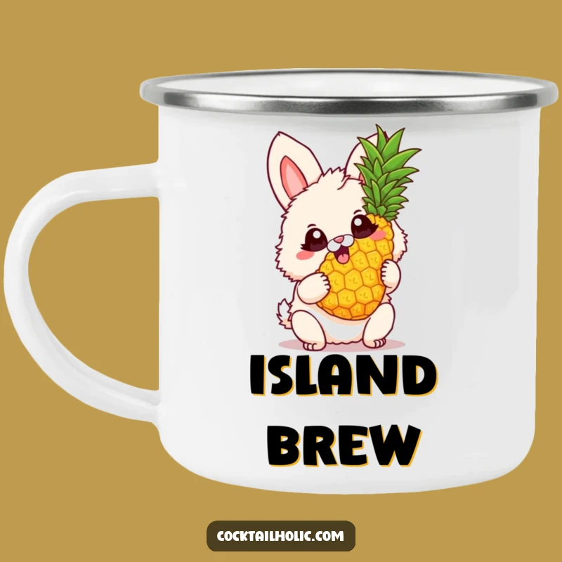 Funny Bunny Pineapple Camping Mug: Tropical Fun on the Go, a Hilarious Gift!