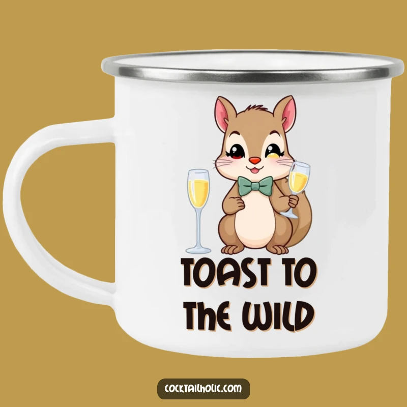 Funny Fancy Squirrel Champagne Camping Mug - Outdoor Dapper Animal Cup