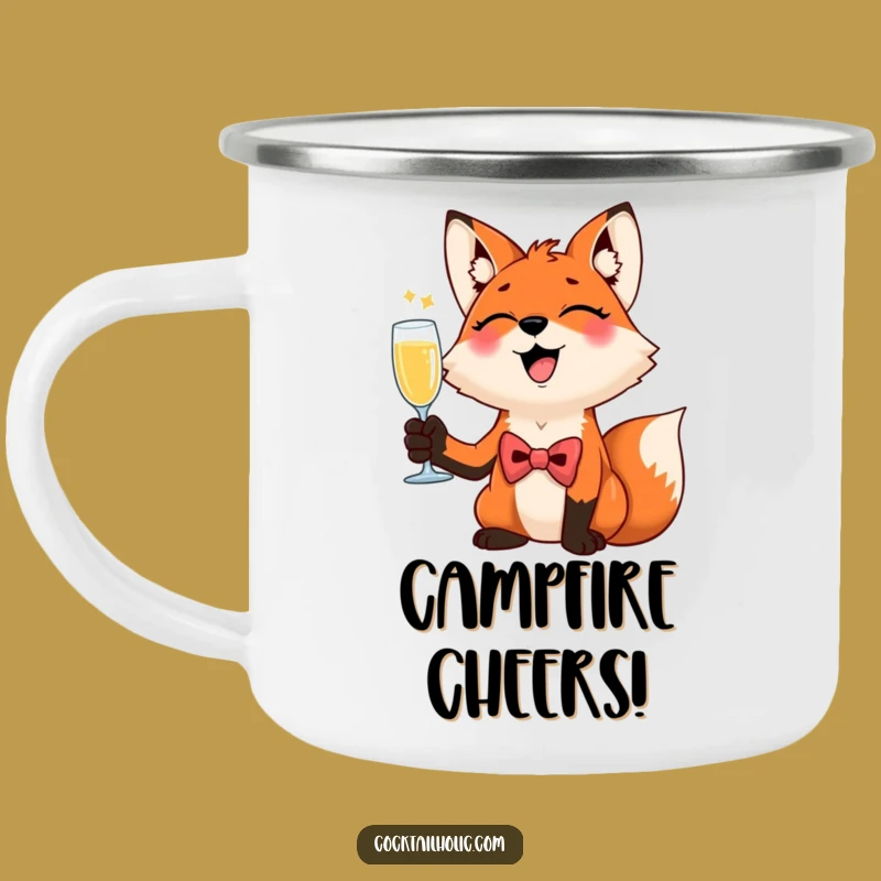 Funny Giggling Fox Enamel Mug: Dapper Campfire Companion, Hilarious Gift