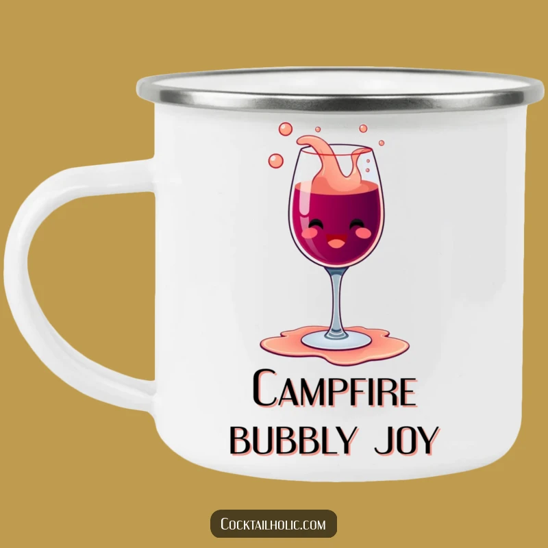 Funny Overflowing Wine Glass Camping Mug - Bubbly Glee Outdoor Gift!