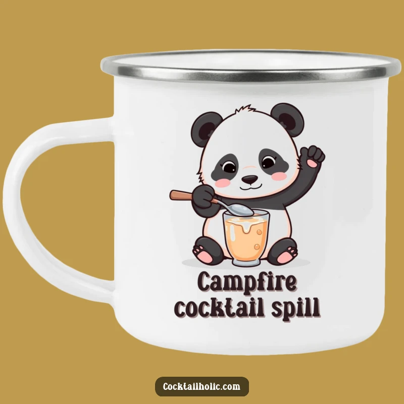 Funny Panda Mixologist Camping Mug - Durable Spoon Spill Cup Gift