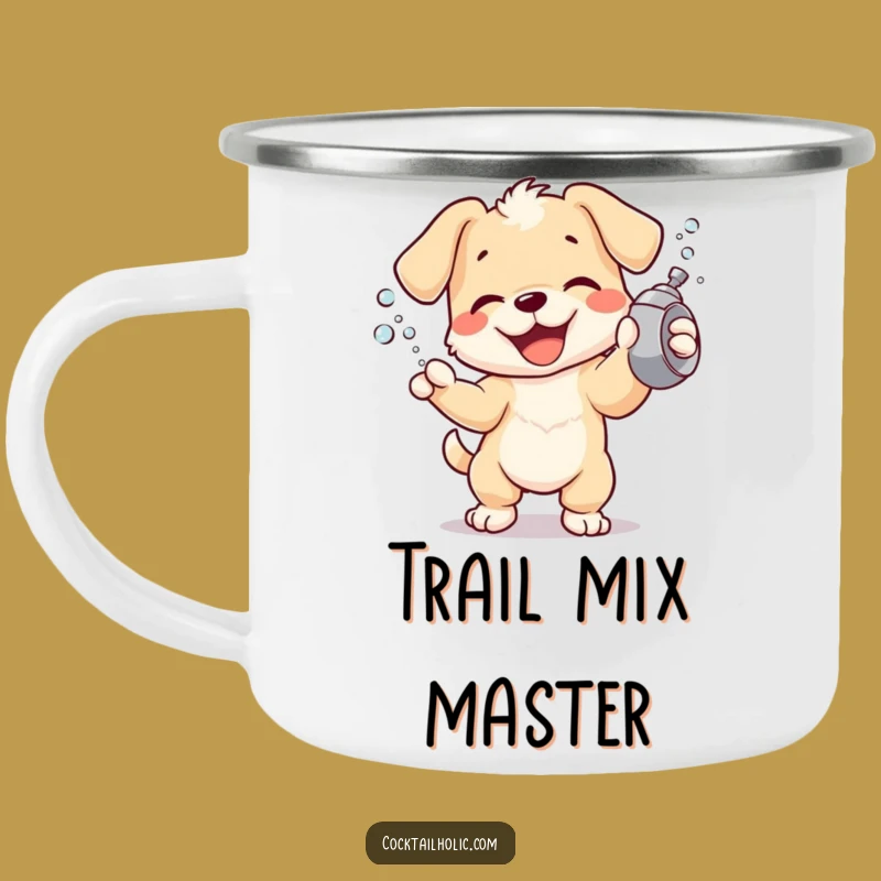 Funny Puppy Enamel Mug: Joyful Shaking Camp Cup, Durable Funny Gift for Campers