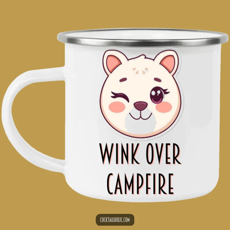 Funny Winking Animal Face Camping Mug - Playful Adventure Buddy