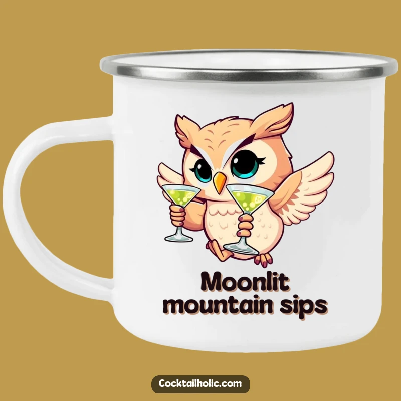 Funny Winking Owl Martini Camping Mug: Sophisticated Sips Under the Stars!