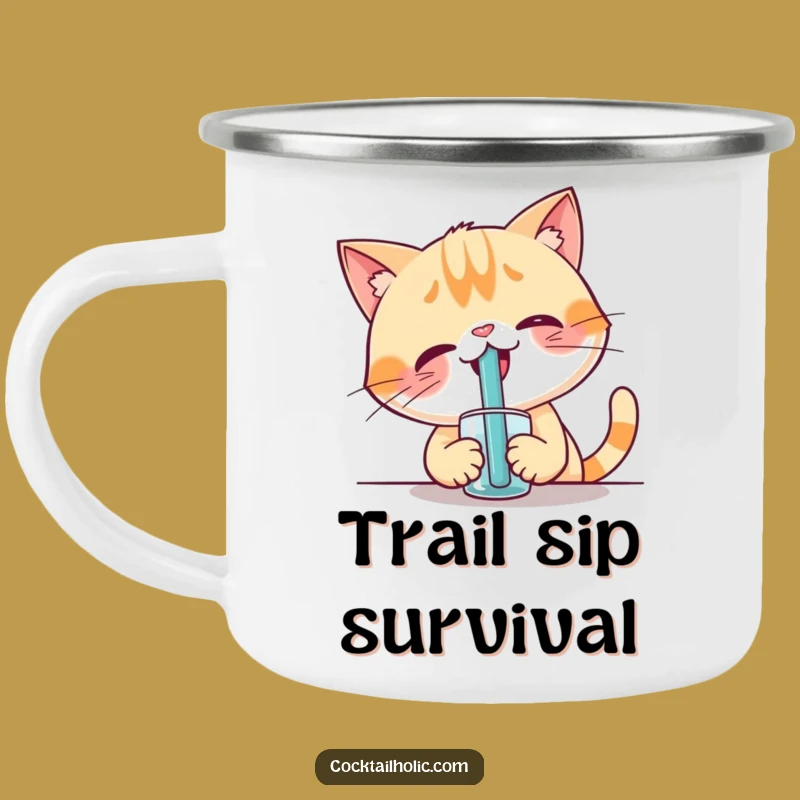 Funny Cat Straw Sip Camping Mug - Giggling Companion for Adventures