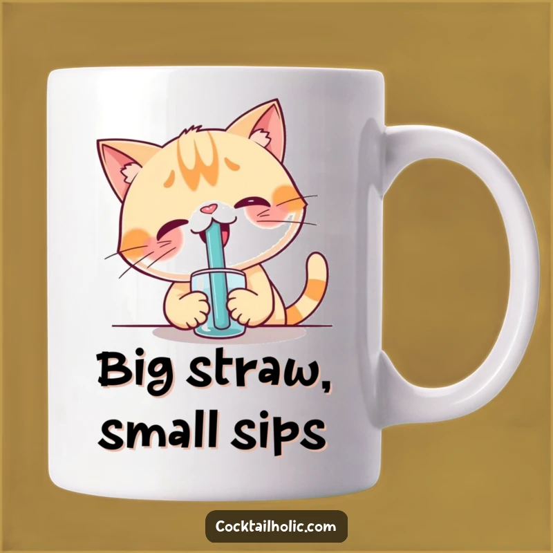 Funny Cat Straw Sip Mug - Giggling Feline Gift for Coffee Lovers