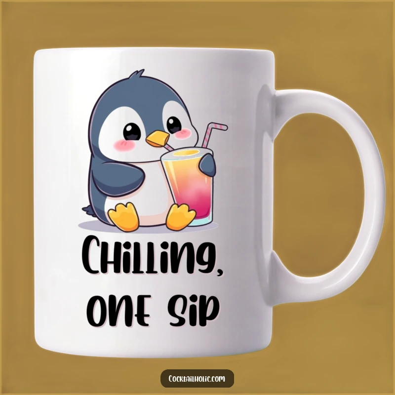 Funny Penguin Sipping Mug: Adorable & Humorous, a Perfect Funny Gift