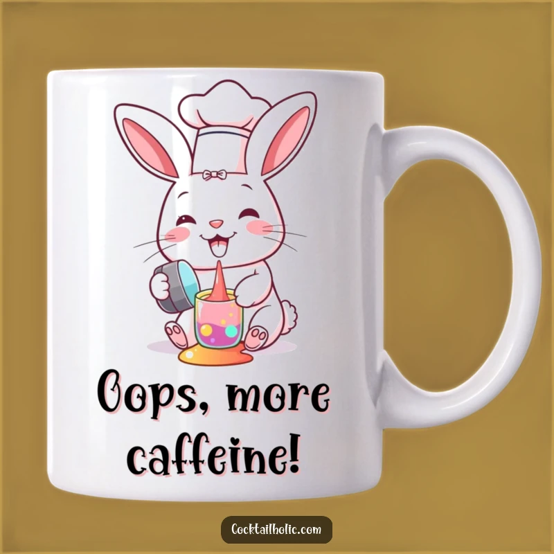 Funny Chef Bunny Mishap Mug - Hilarious Kitchen Chaos Gift for Foodies