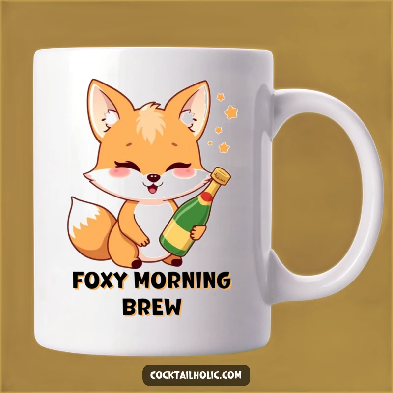 Funny Fox Winking Champagne Mug: Cheerful & Hilarious Celebration Gift for Both Genders