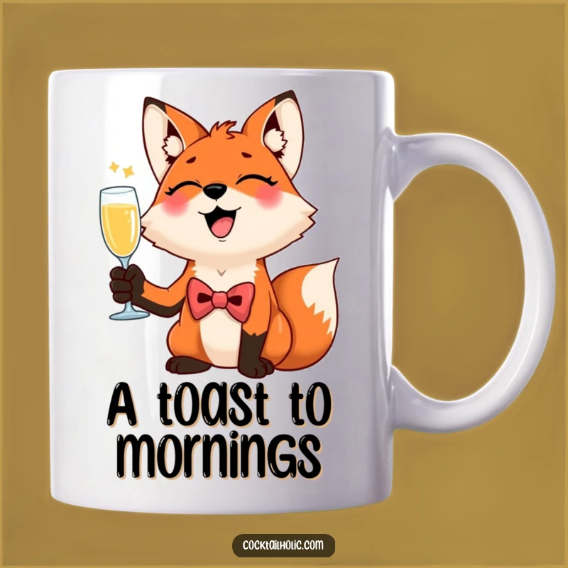Funny Giggling Fox Champagne Mug: Dapper Animal's Toast Humor, Perfect Gift