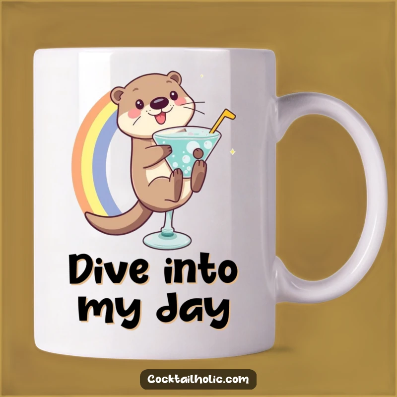Funny Otter Cocktail Mug: Playful Rainbow Slide Design, Perfect Funny Gift for Drink Lovers