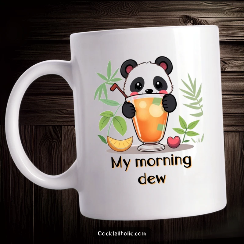 Funny Panda Mug: Playful panda peeking over a large, colorful cocktail, perfect for a hilarious drink lover's gift.