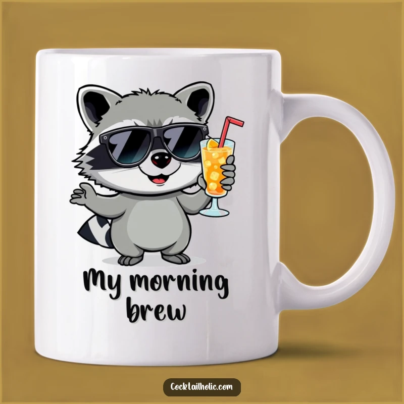 Funny Raccoon Cocktail Mug: Mischievous Smirk & Sunglasses - Perfect Funny Gift!
