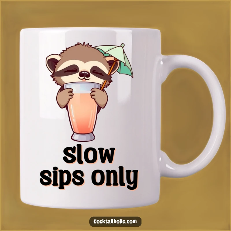 Funny Sloth Bartender Mug - Sleepy Cocktail Umbrella Gift for Slow Sippers