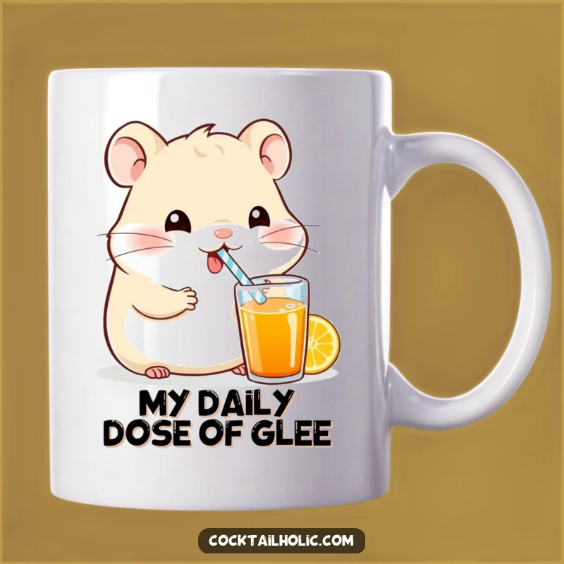 Funny Hamster Sipping Drink Mug: Adorable Cartoon Character Design, Perfect Funny Gift