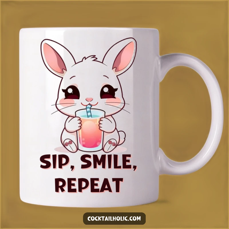 Funny Rabbit Sipping Mug: Content Drinker with Straw, Perfect Funny Gift