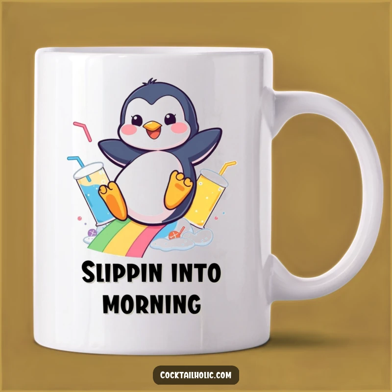 Funny Penguin Drink Slide Mug - A Cheerful Gift for Drink Lovers