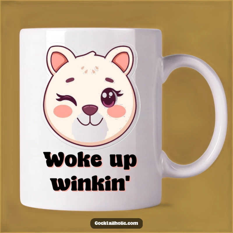 Funny Winking Animal Mug - Playful Smiling Face Gift for Joyful Mornings