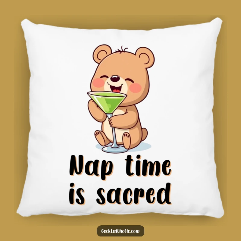 Cozy Funny Bear Martini Pillow: Soft & Hilarious Cocktail Accent Pillow, Great Gift