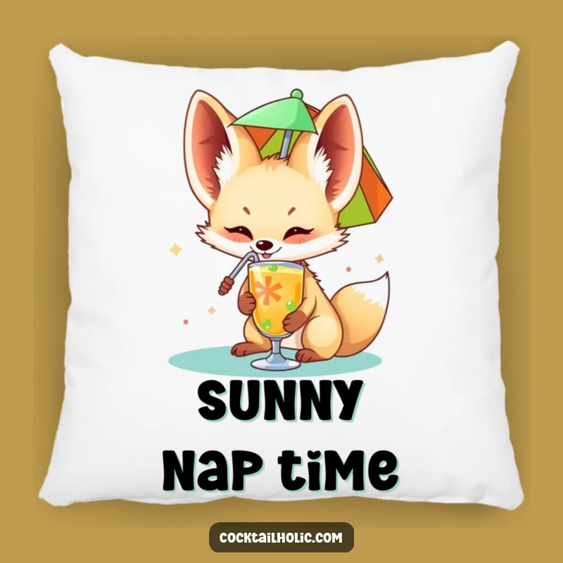 Cozy Funny Fennec Fox Drink Pillow: Snuggle Up with Tropical Cheer