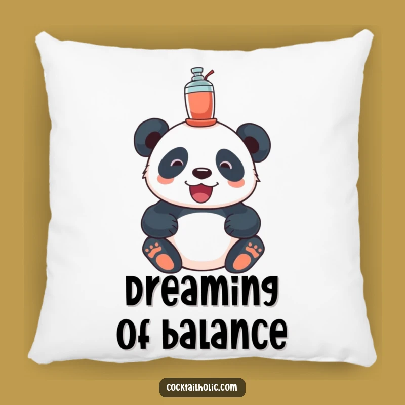 Funny Delighted Panda Cocktail Shaker Pillow - Cozy & Cheerful Decor