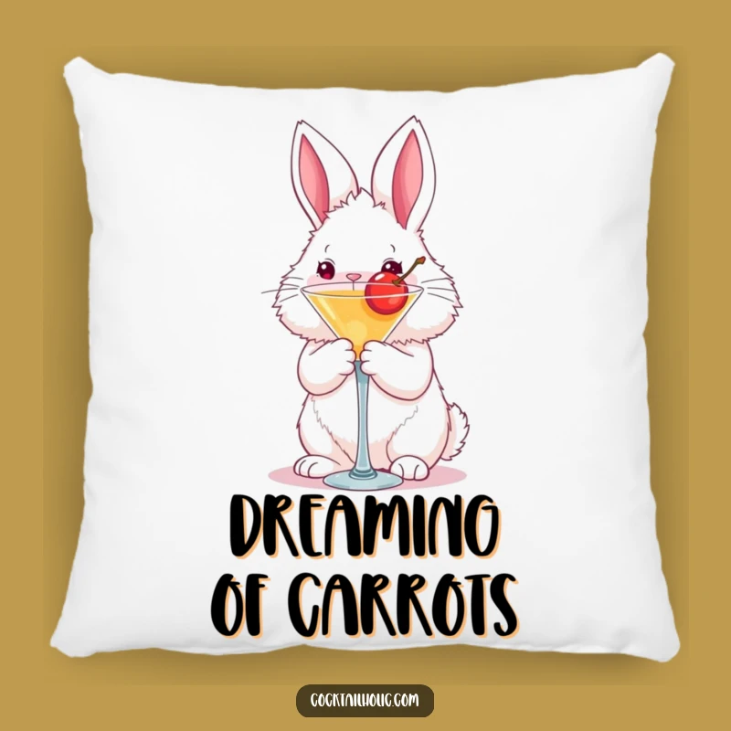 Cozy Funny Bunny Martini Pillow: Snuggle Up with a Smile