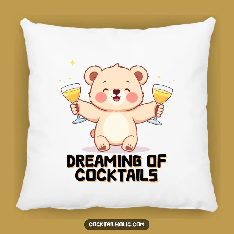 Funny Bear Cub Cocktail Juggling Pillow - Comfy & Hilarious Gift for Couch Lovers