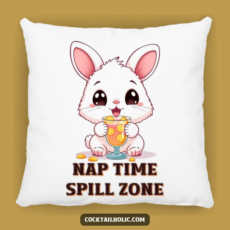 Funny Bunny Cocktail Spill Pillow: Cuddly Chaos for Your Couch