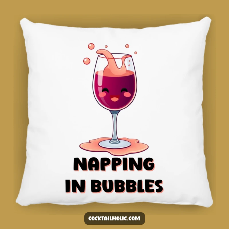 Funny Overflowing Wine Glass Pillow - Bubbly Glee Cozy Gift!