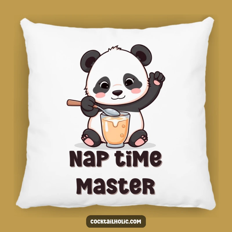 Funny Panda Mixologist Pillow - Cozy Spoon Spill Cushion Gift