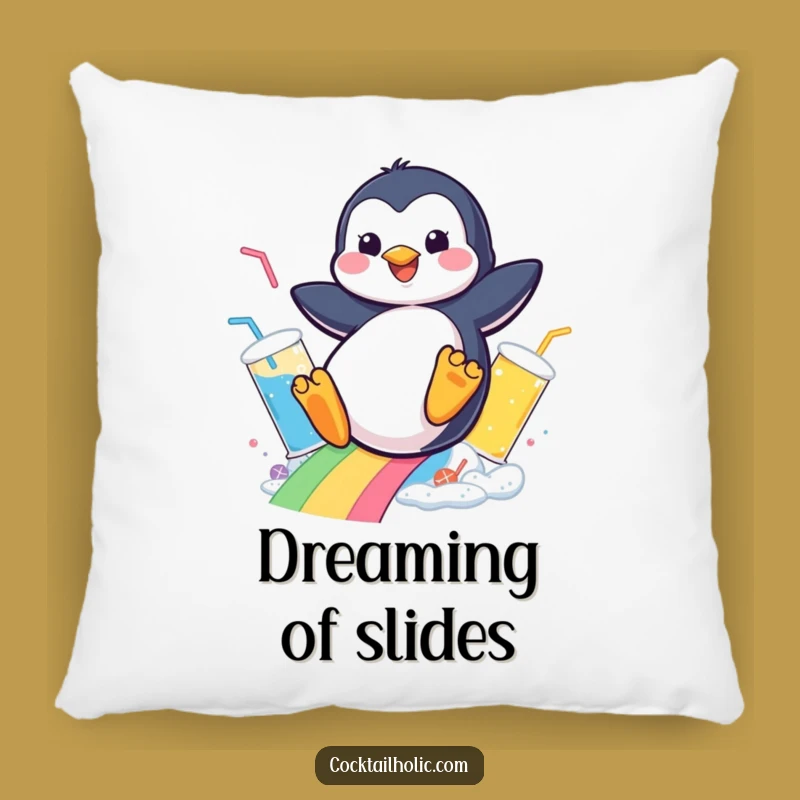 Funny Penguin Drink Slide Pillow - Cheerful Comfort for Your Cozy Space