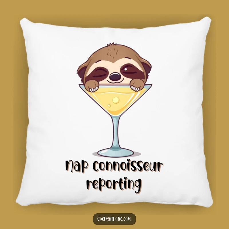 Funny Sloth Martini Pillow - Comfy & Hilarious Gift for Relaxation Zones