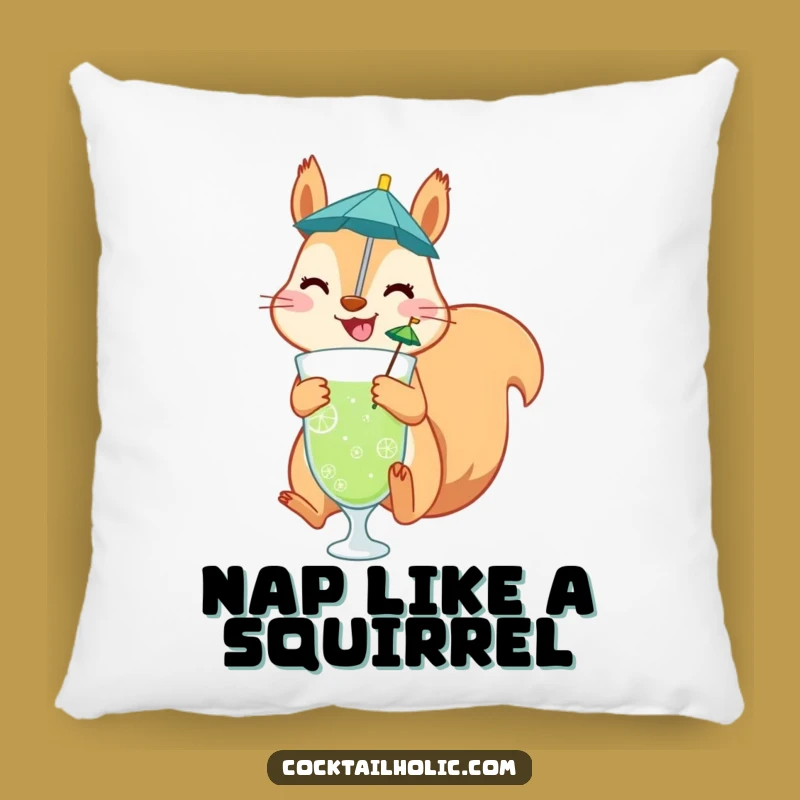 Funny Squirrel Pillow: Comfy Jumper with Umbrella Drink, Cozy Funny Gift Accent