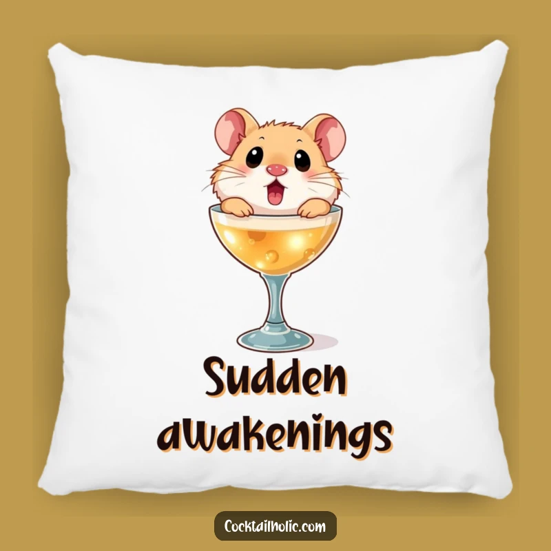 Funny Surprised Hamster Cocktail Glass Pillow - Cozy Surprise Accent