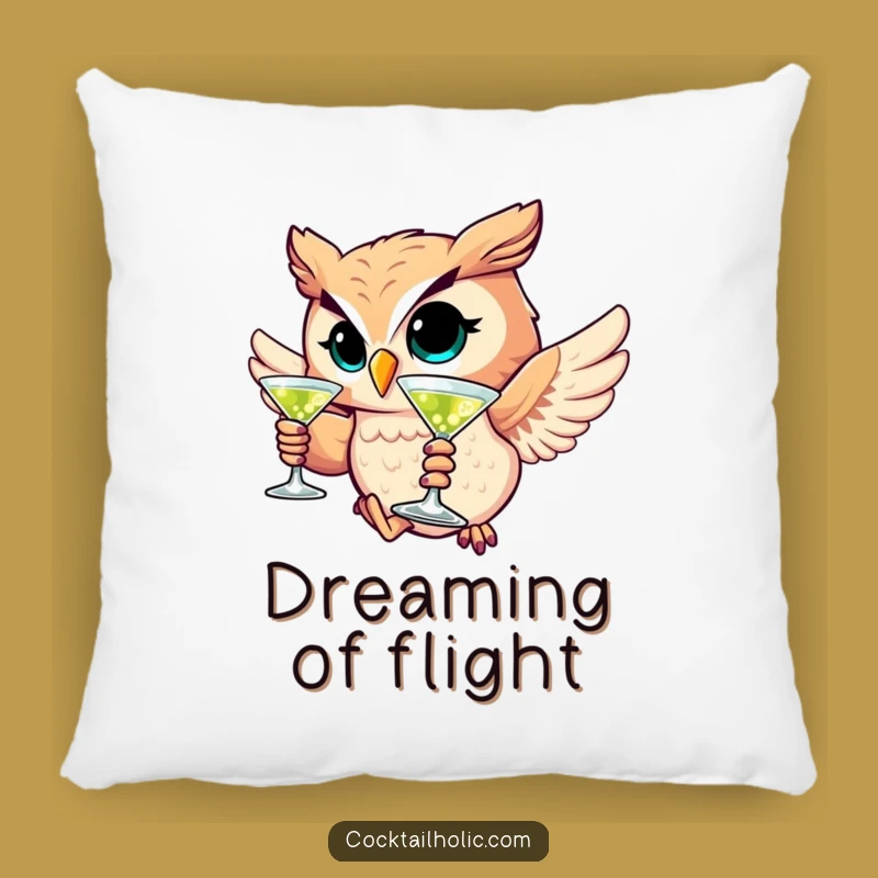Funny Winking Owl Martini Pillow: Cozy Up with Sophisticated Humor!