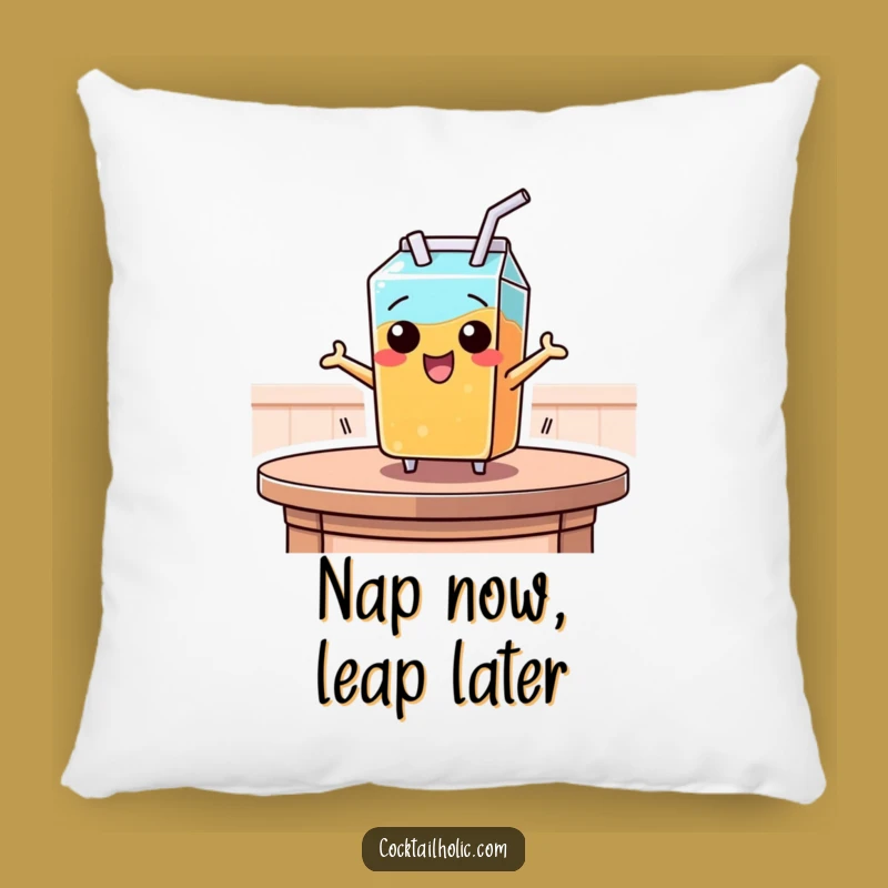 Funny Juice Box Leap Pillow - Add a Playful Touch to Your Decor!