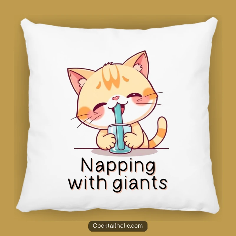 Funny Cat Straw Sip Pillow - Giggling Comfort for Your Couch