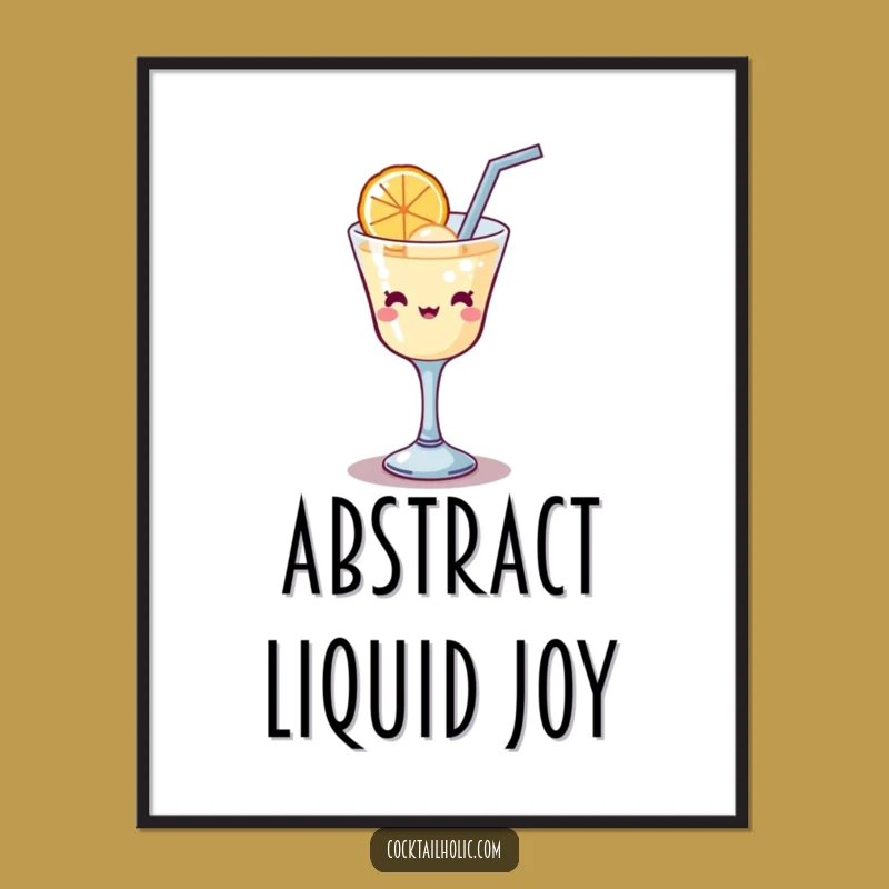 Funny Kawaii Cocktail Bubble Sip Digital Art - Humorous Drink Decor Print