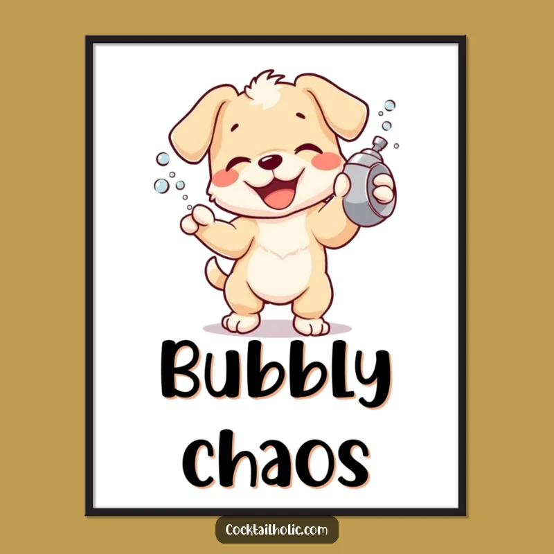 Funny Puppy Digital Art: Joyful Shaking File, Instant Funny Gift Download for Decor
