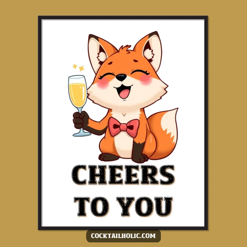 Funny Giggling Fox Digital Art: Dapper Decor, Instant Humorous Gift